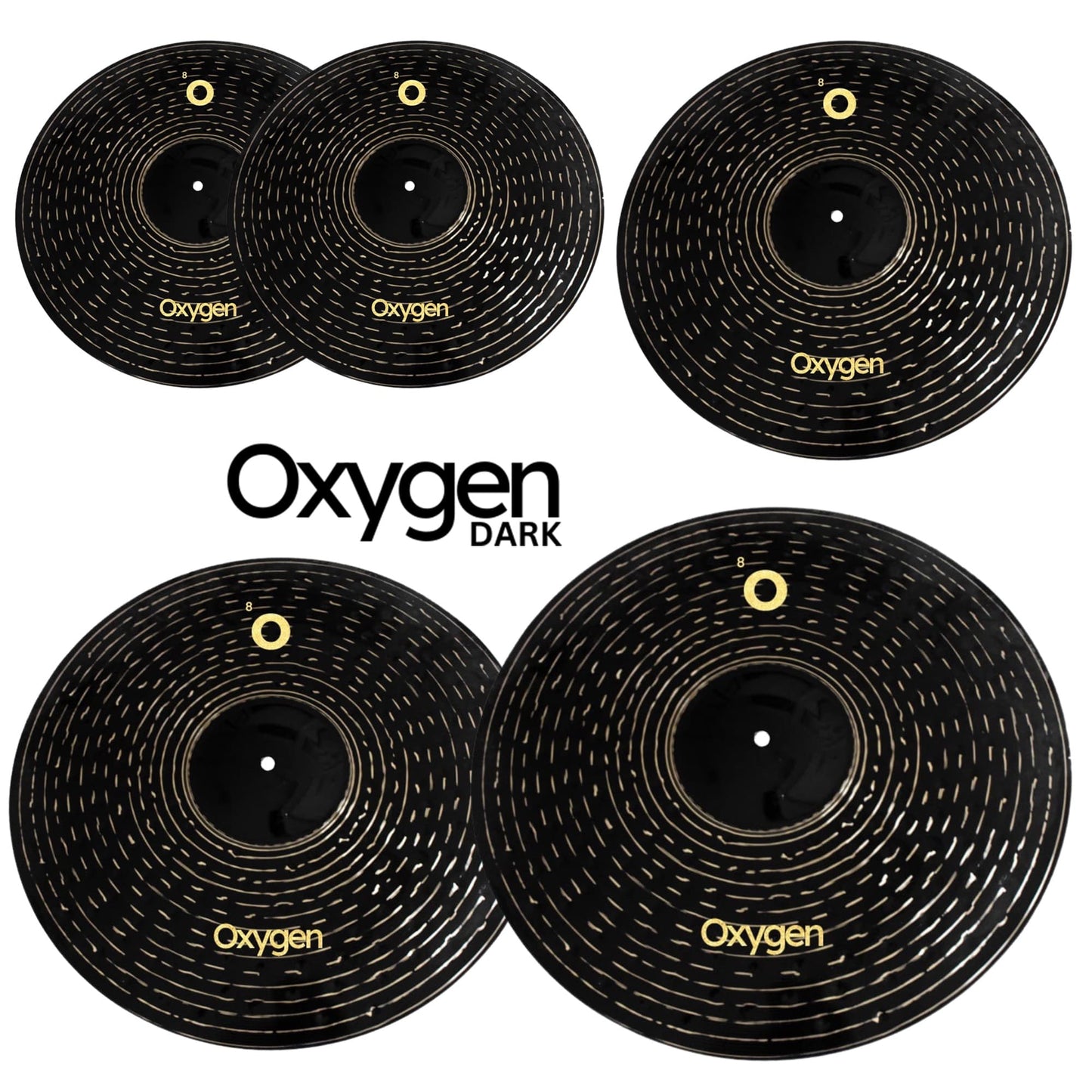 Red Cymbals Oxygen Series Dark Cymbal Set Red Cymbals Elements: Oxygen Dark B8 5 piece set + 20" bag Red Cymbals Elements: Oxygen Dark B8 5 piece set + 20" bag