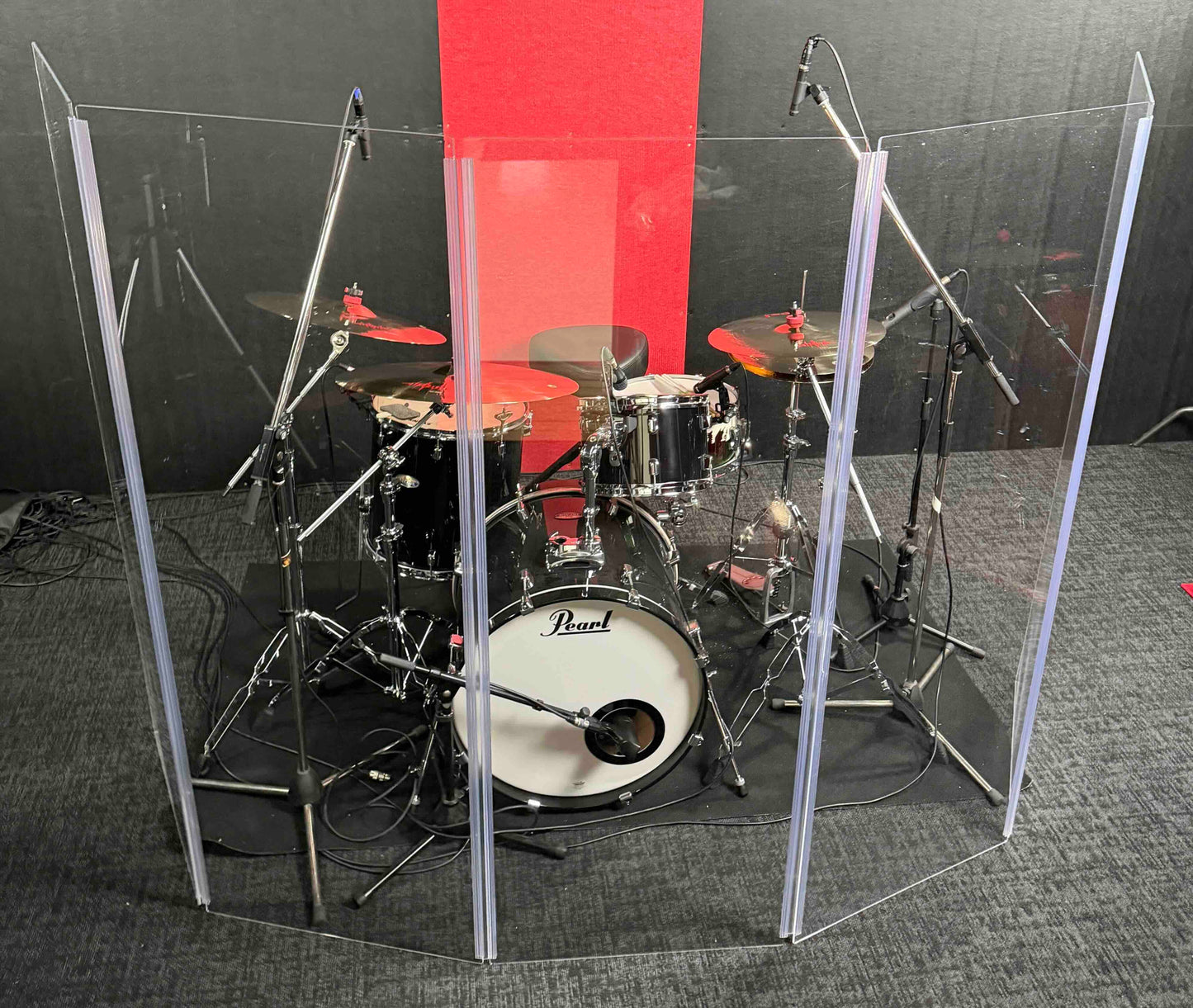 Red Cymbals Drum Screen Red Drum / Sound Screen 5 Panels 167.5cm x 60cm 4.5mm Red Cymbals Drum Screen / Shield