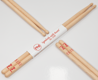 Red Cymbals Drum Sticks 5A Acorn Tip Maple