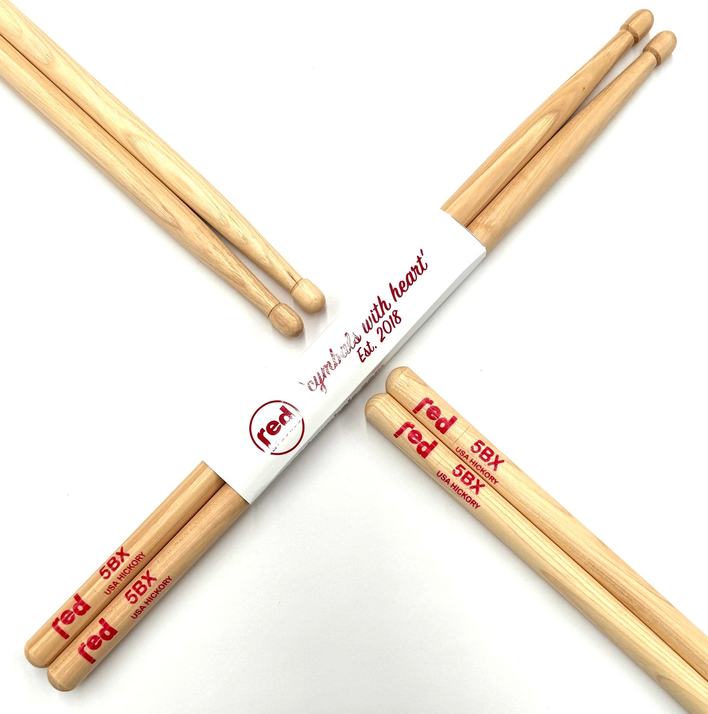 Red Cymbals Drum Sticks 5BX Acorn Tip