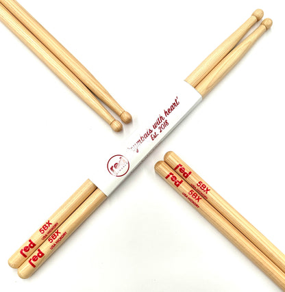 Red Cymbals Drum Sticks 5BX Ball Tip