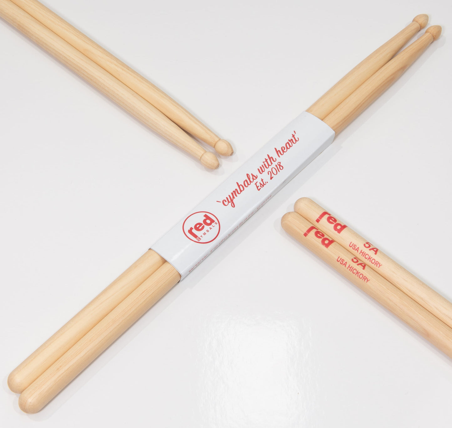 Red Cymbals Drum Sticks 5A Tear Drop Tip