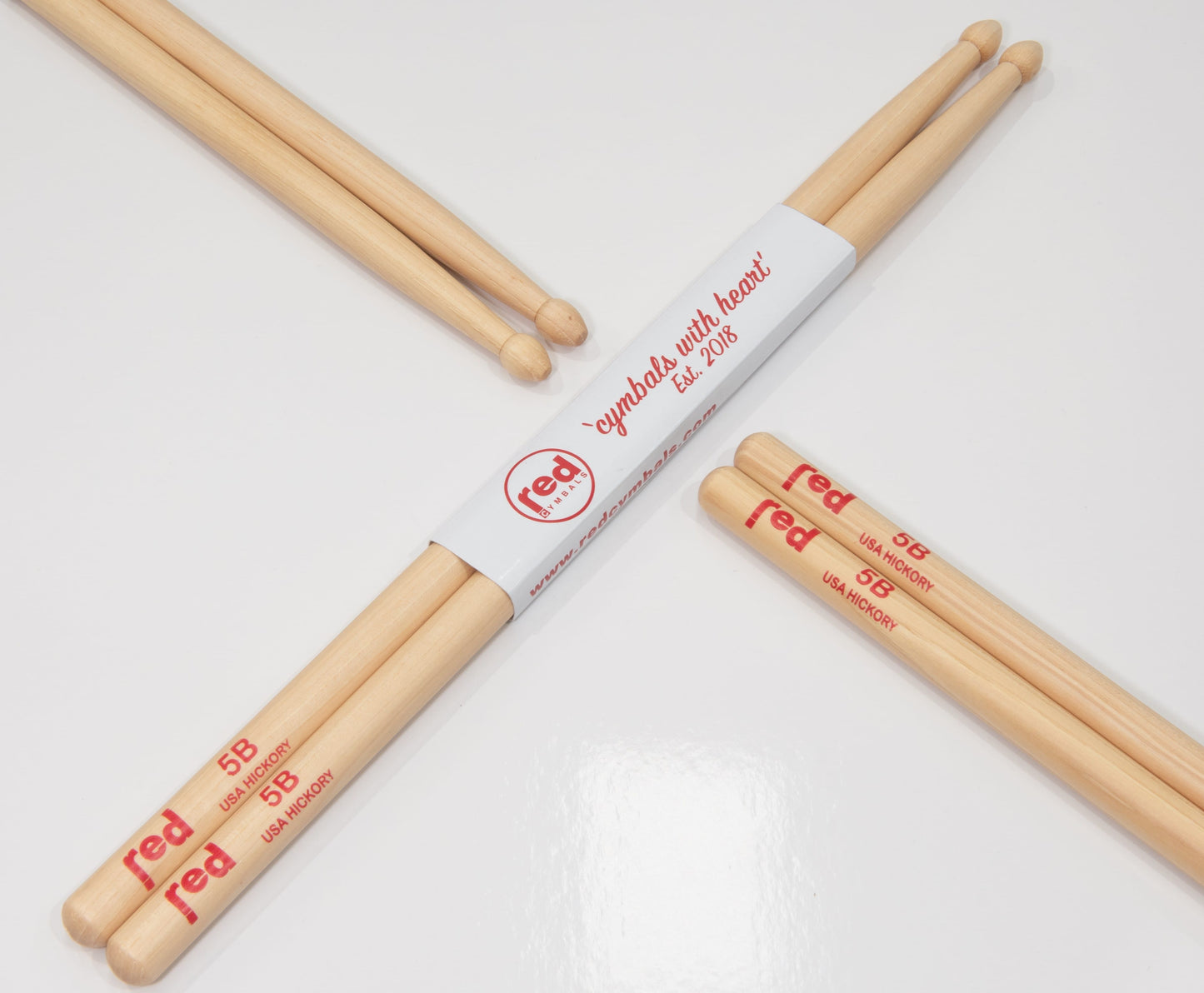 Red Cymbals Drum Sticks 5B Teardrop Tip