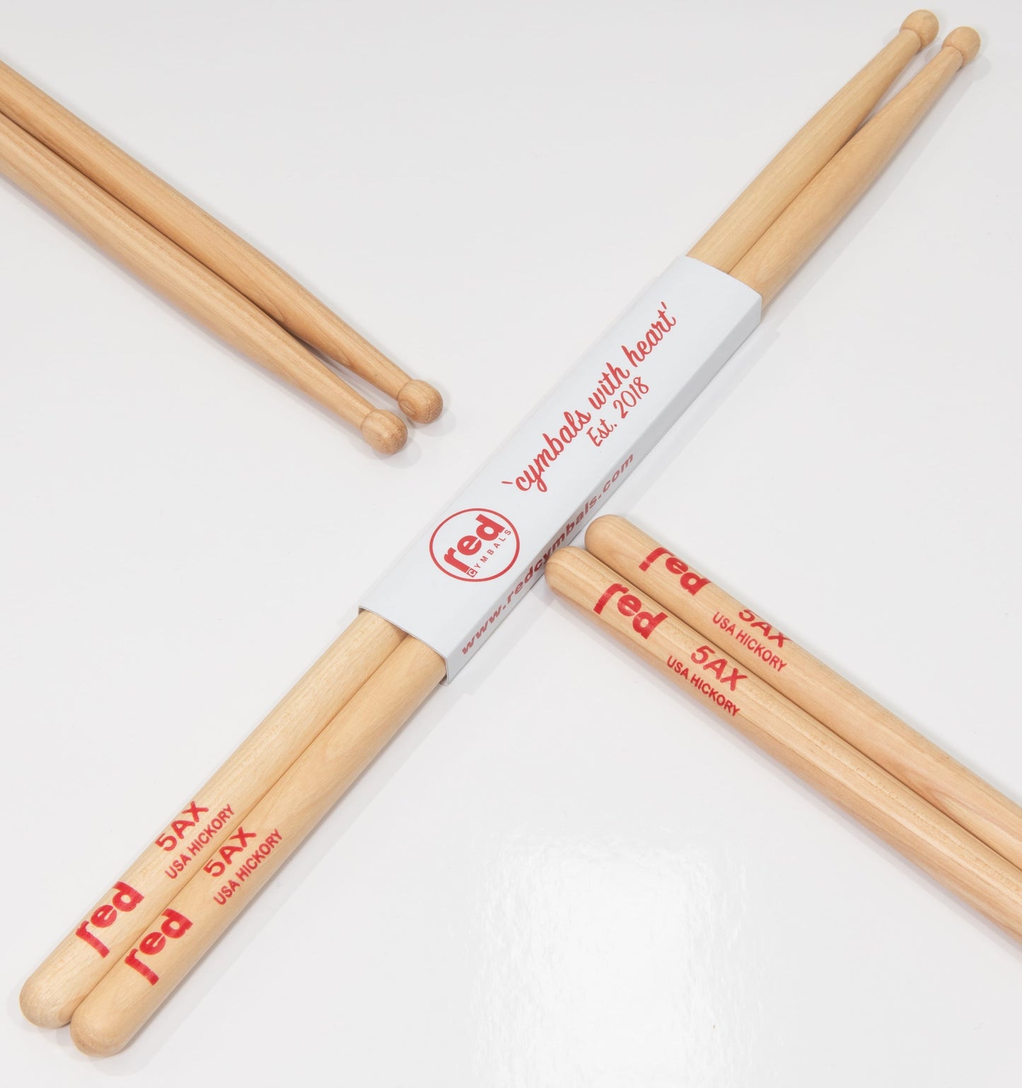 Red Cymbals Drum Sticks 5AX Ball Tip