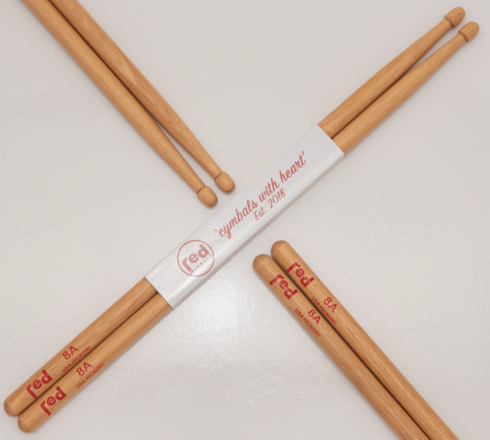 Red Cymbals Drum Sticks 8A Acorn Tip