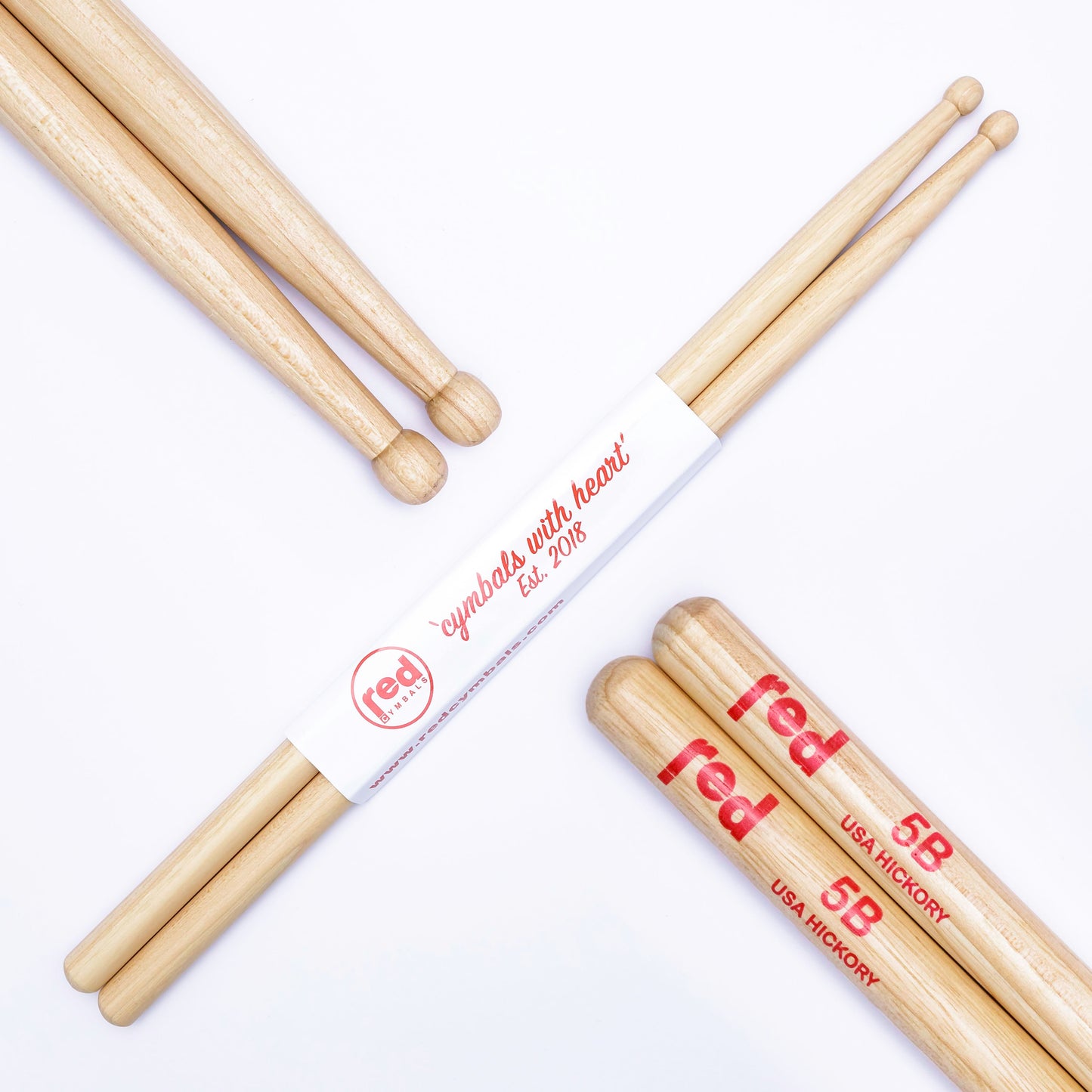 Red Cymbals Drum Sticks 5B Ball Tip