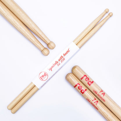 Red Cymbals Drum Sticks 7A Ball Tip