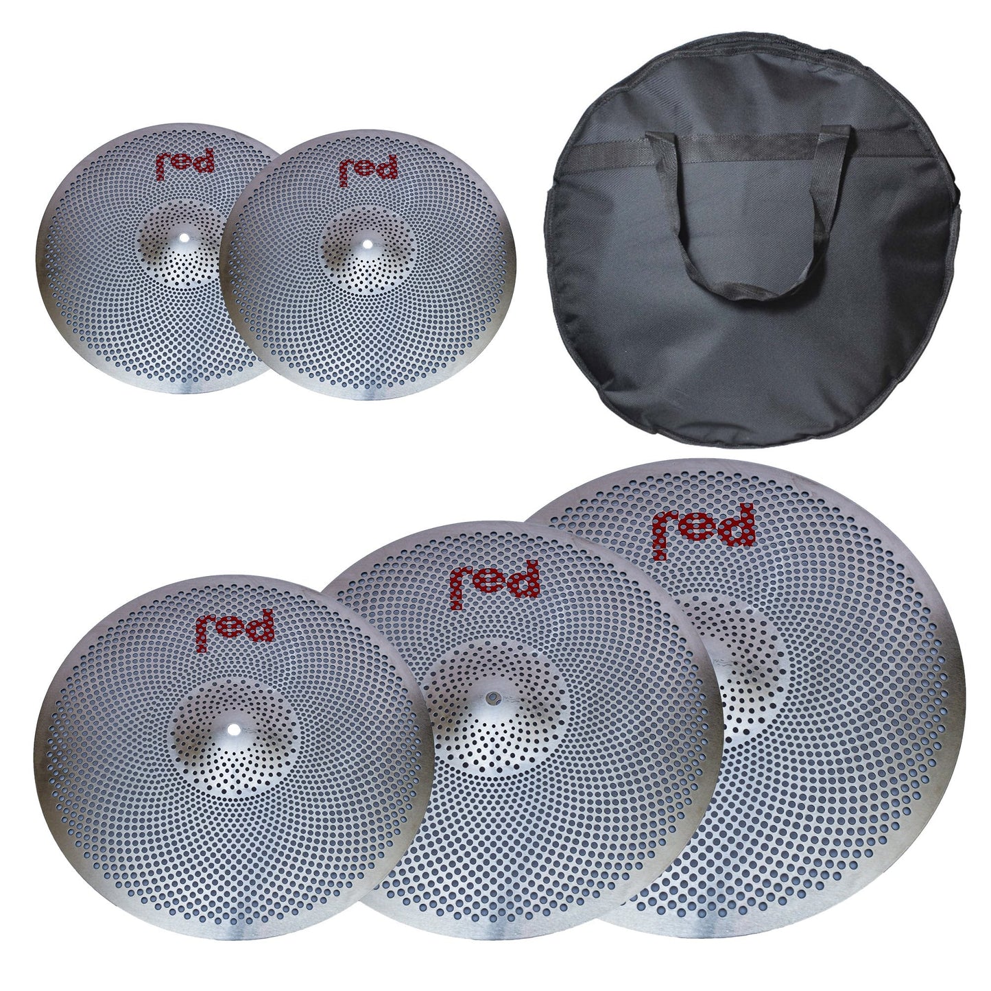 Low Volume 5 piece Cymbal Set (Choice of 6 colours) with free 20" Bag